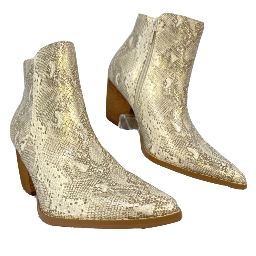 Coconuts By Matisse Boots Womens Sz 6 Beige Ivory Gray Snakeskin Astoria NEW
